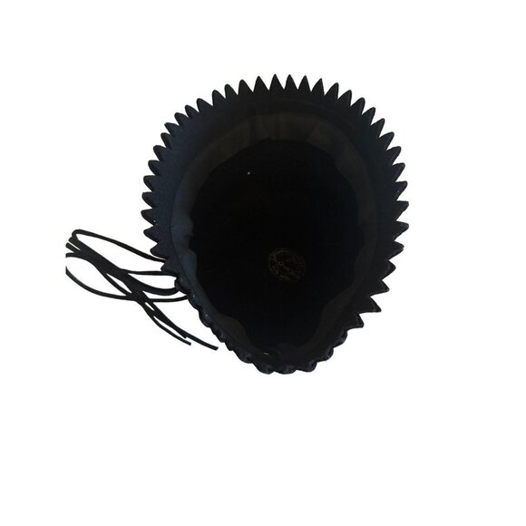 Tour Field Felts Black Wool Felt Hat Zig Zag Edge Cap One Size - Picture 4 of 5